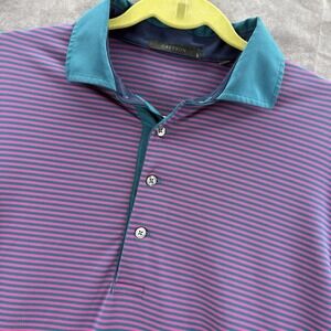 Greyson Polo Mens L Pink Striped Shirt Golf Performance
